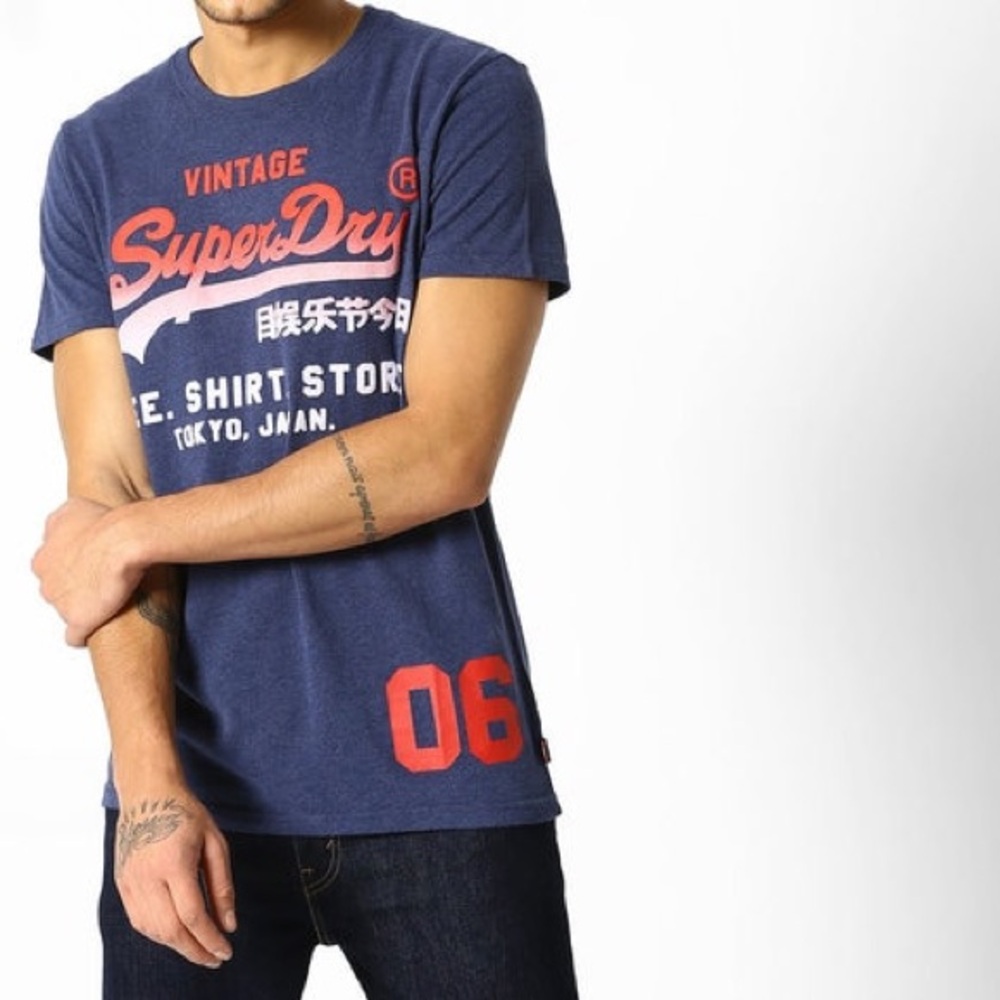 Vintage Superdry Japan fade t-shirt size Large blue